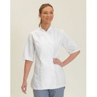 Ladies' Short Sleeve Fitted Chef's Jacket XS White