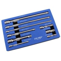 9 Piece 1/4in, 3/8in, 1/2in Drive Extension Bar Set