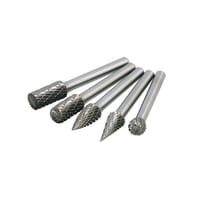 5 Piece HSS Rotary Burr Set Diamond Cut 10mm Diameter with 6mm Shank