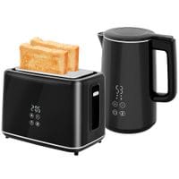 1.5L 3000W Fast Boil Electric Kettle and 2 Slice Toaster Set - Black