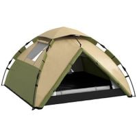 3-4 Man Camping Tent Portable with Bag, Quick Setup - Dark Green