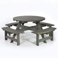 York Picnic Table Durable Heavy Duty Round Pub Table - Suitable for 8 People 1.8M Diameter - Dark Grey