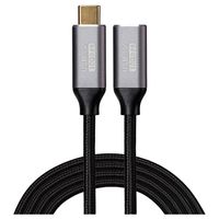 USB-C Male to USB-C Female 100W Extension Braided Cable Black - 2m