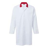 Food Industry No Pocket Coat White/Red Extra Size Large  E