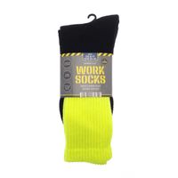 Men S 3-pack Work Socks (recycled Cotton) Male Black/Hi Vis One Size