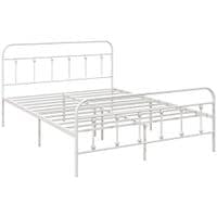 4ft6 Metal Double Platform Bed Frame with Underbed Storage White - 831-791V01WT