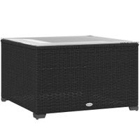 Outdoor Coffee Table with Glass Top Rattan Side Table Black - 867-226V00BK