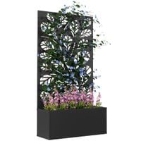 Metal Raised Garden Bed with Trellis Outdoor Elevated Planter Box - 84H-167V00BK