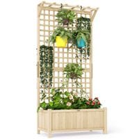 Wood Planter with Trellis for Climbing Plants Vines Planter Box Natural - 845-792V00ND