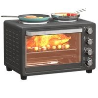 28L Countertop Toaster Oven with 2 Hot Plates Grill Roast Bake - 800-198V70BK