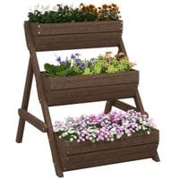 3 Tier Raised Garden Bed Wooden Elevated Planter Box Kit Tan - 845-647V00TN