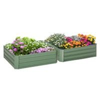 Set of 2 Raised Garden Bed Galvanised Planter Box Easy Setup Green - 845-517GN