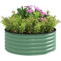 Galvanised Planter with Gloves 120 x 120 x 43cm Light Green - 84H-237V01GN