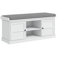 Shoe Storage Bench with Cushion 2 Cabinets for Entryway Hallway White - 837-452V70WT