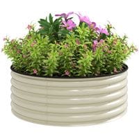 Galvanised Planter with Gloves 120 x 120 x 43cm Cream White - 84H-237V01CW