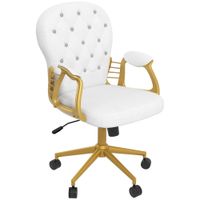 Home Office Chair Button Tufted Desk Chair with Swivel Wheels White - 921-169V72CW