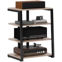 HiFi Rack Stand with Power Strip Rack 4-Tier Record Player Stand Grey - 83B-021V00GY