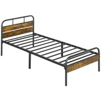 Single Bed Frame with Headboard No Box Spring Needed Rustic Brown - 831-869V00RB