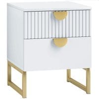 Bedside Table with 2 Drawers for Bedroom Living Room White - 831-849V00WT