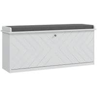 Shoe Bench with Flip Drawer Cushion 10 Pairs for Entryway White - 837-460V71WT
