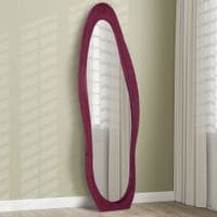 Irregular Full Length Mirror with Velvet Frame 160 x 50cm Wine Red - 831-860V70WR