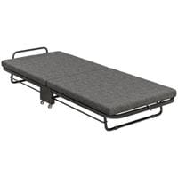 Single Folding Bed with Mattress Foldable Guest Bed on Wheels Grey - 831-877V70GY