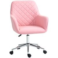 Home Office Chair Leather-Feel Fabric Swivel Chair with Armrests Pink - 921-371V70PK