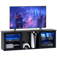 160cm TV Unit with LED Lights for 65in TV Modern TV Stand Cabinet Black - 83B-115V80BK