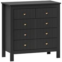 Fluted Bedroom Chest of Drawers with 5 Drawers Gold Tone Handles Black - 831-896V00BK