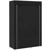 Fabric Wardrobe with Shelves Hanging Rail Foldable Closets Black - 850-213V00BK