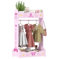 Kids Clothes Rail with Storage Shelves for Bedroom Nursery Pink - 316-022V81PK