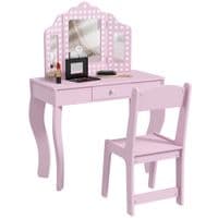Kids Dressing Table Set Make Up with Stool Drawer for Playroom - 316-017V81PK