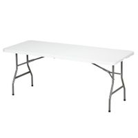 Folding Garden Table Patio Table with Metal Frame White - 84G-290V00WT