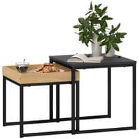 Modern Coffee Table Set Square Nest of Tables for Small Space Black - 83B-121V00BK