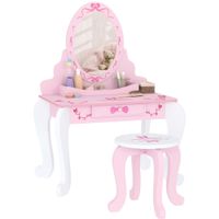 Kids Dressing Table Set 2 Piece Children Vanity Table with Stool - 316-023V81PK