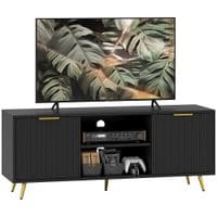 Modern TV Stand Cabinet with Storage for Living Room Black - 83B-184V80BK