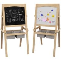 3 in 1 Kids Easel with Paper Roll Storage Baskets - Natural - 3B0-007V00ND