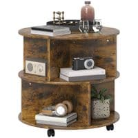 3 Tier Coffee Table Round Rolling Centre Table with Wheels Rustic Brown - 833-540V00RB