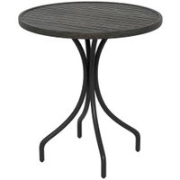 Round Garden Table Outdoor Side Table with Steel Frame Grey - 84G-302V00GY