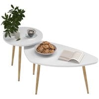 Coffee Table Set of 2 Nesting End Side Tables for Living Room White - 839-045V00WT
