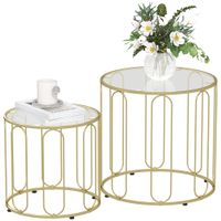 Coffee Table Set of 2 Nest of Tables with Metal Frame Gold Tone - 83B-247V00GD