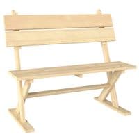 2 Seater Wooden Garden Bench Outdoor Loveseat with Back Natural - 84G-536V00ND