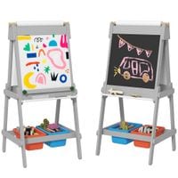 Double Sided Art Easel for Kids with Paper Roll Storage Boxes - 3B0-013V80GY
