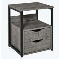 End Table Bedside Desk Slim Storage Cabinet with Shelf Grey - 839-182GY
