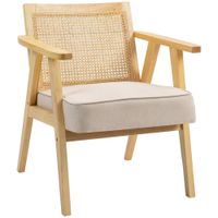 Rattan Armchair with Wood Frame Seat Cushion for Living Room Bedroom - 839-183V70CW