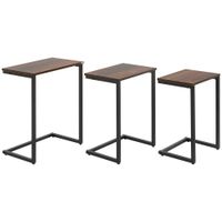 C-Shaped Nesting Tables Set of 3 with Steel Frame Rustic Brown - 839-608V00BN