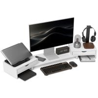 Dual Monitor Stand Riser with Adjustable Length and Angle White - 923-060V00WT