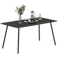 Garden Table for 6 Person with Slat Top Steel Frame Black - 84G-597V01BK