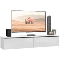 Wall Mounted TV Stand Unit with Storage and High Gloss Effect White - 839-540V00WT