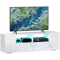 TV Unit Cabinet for TVs Up to 60in TV Stand with LED Lights White - 839-649V00WT